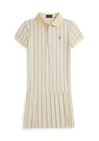 Girls 7-16 Striped Oxford Mesh Polo Dress