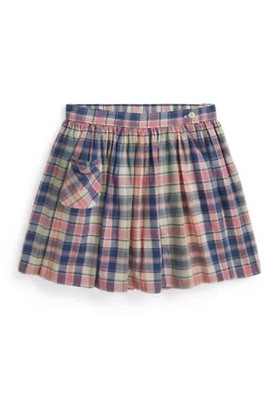 Girls 7-16 Plaid Cotton Wrap Skort