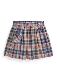 Girls 7-16 Plaid Cotton Wrap Skort