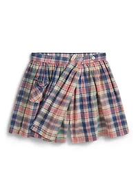 Girls 7-16 Plaid Cotton Wrap Skort