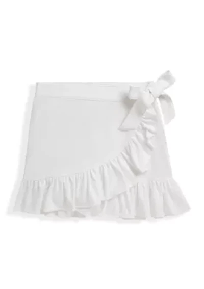 Girls 7-16 Ruffled Stretch Mesh Wrap Skort