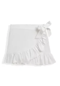 Girls 7-16 Ruffled Stretch Mesh Wrap Skort