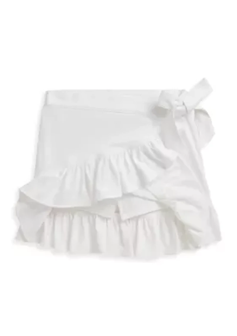 Girls 7-16 Ruffled Stretch Mesh Wrap Skort