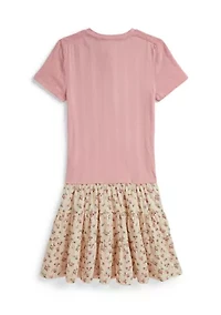 Girls 7-16 Floral-Skirt Pointelle-Knit Cotton Dress
