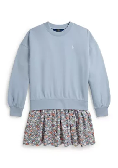 Girls 7-16 Floral-Skirt French Terry Dress