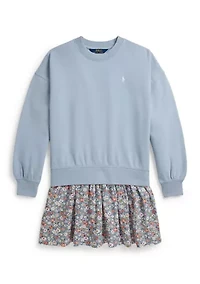 Girls 7-16 Floral-Skirt French Terry Dress