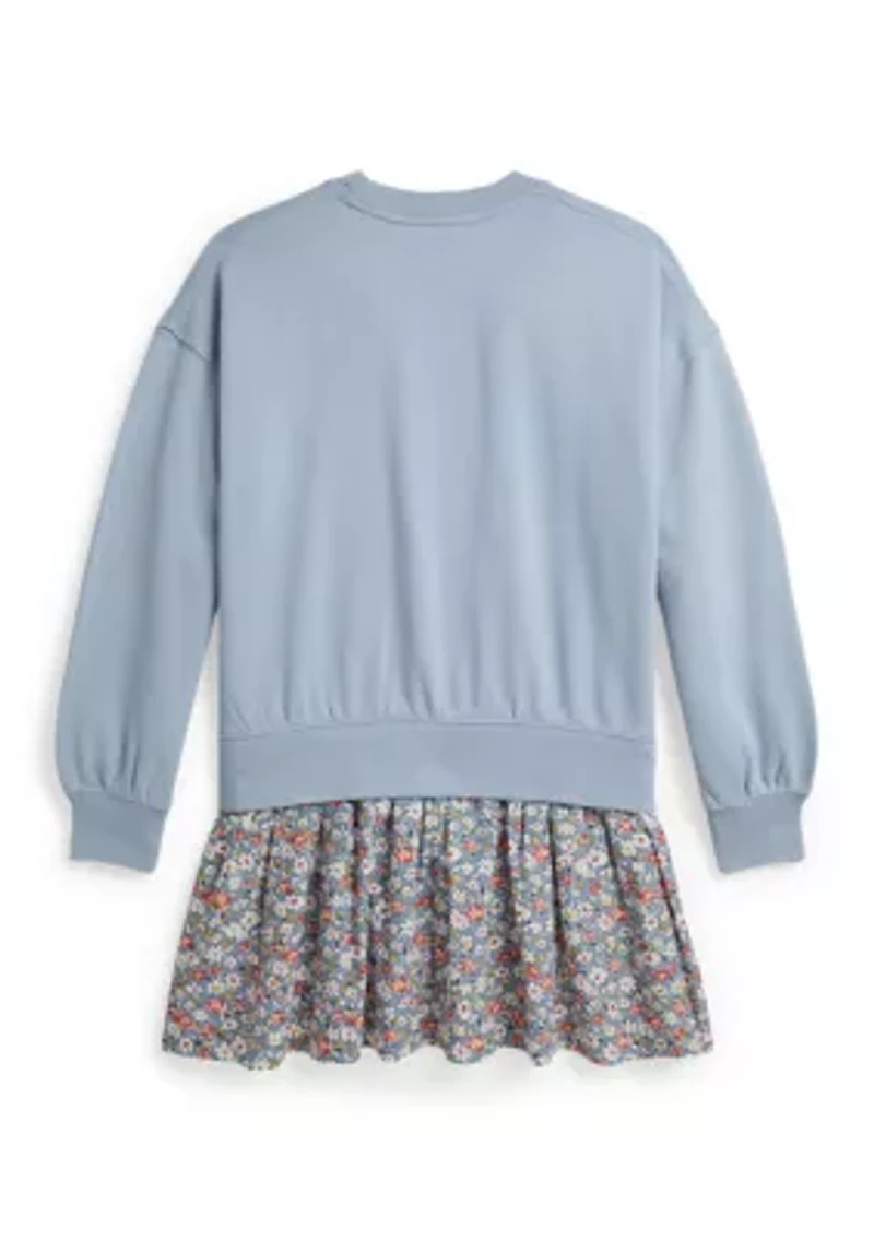 Girls 7-16 Floral-Skirt French Terry Dress