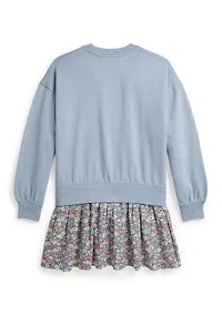 Girls 7-16 Floral-Skirt French Terry Dress