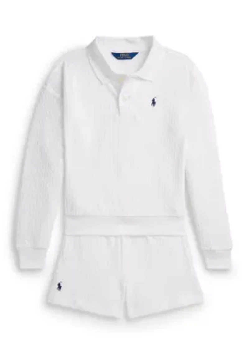 Girls 7-16 Mini-Cable Terry Polo Shirt & Short