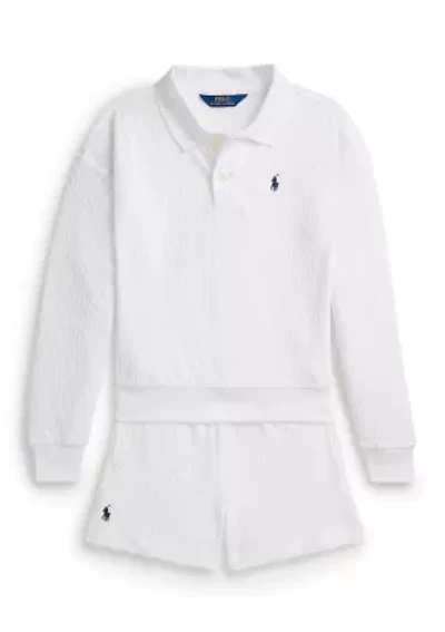 Girls 7-16 Mini-Cable Terry Polo Shirt & Short
