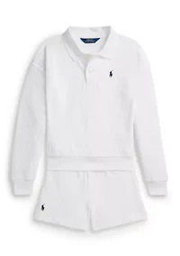 Girls 7-16 Mini-Cable Terry Polo Shirt & Short