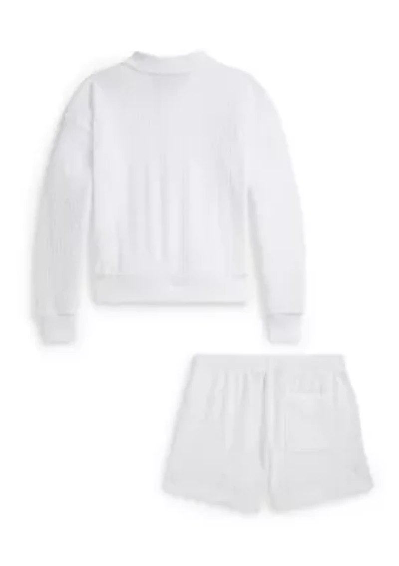 Girls 7-16 Mini-Cable Terry Polo Shirt & Short
