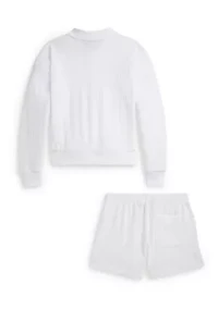 Girls 7-16 Mini-Cable Terry Polo Shirt & Short