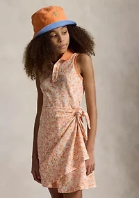 Girls 7-16 Pineapple Faux-Wrap Mesh Polo Dress