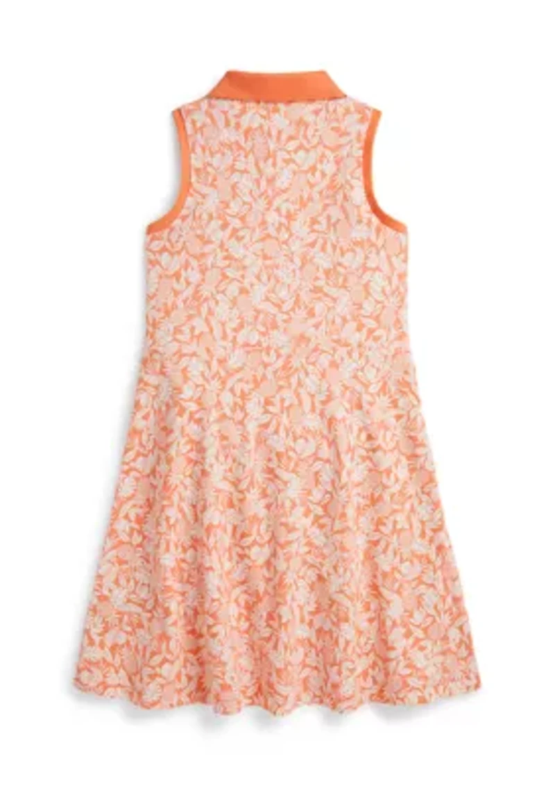 Girls 7-16 Pineapple Faux-Wrap Mesh Polo Dress
