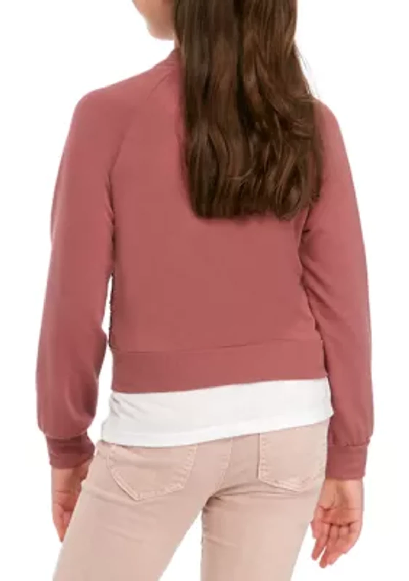 Girls 7-16 2 Piece Sequin Bomber Jacket with Tank