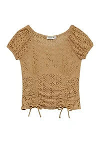 Girls 7-16 Knit Eyelet Top
