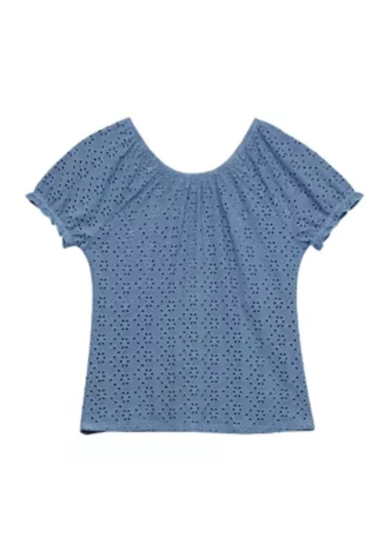 Girls 7-16 Knit Eyelet Emma Top