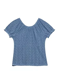 Girls 7-16 Knit Eyelet Emma Top