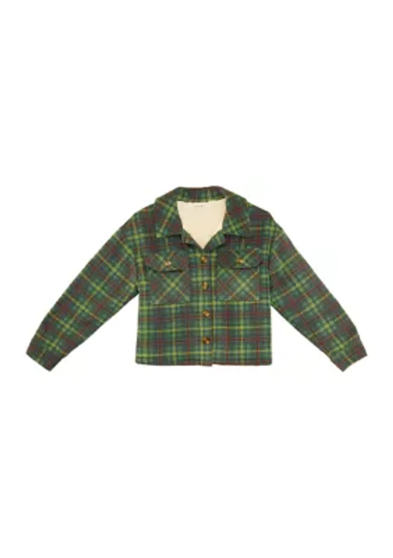 Girls 7-16 Plaid Shacket