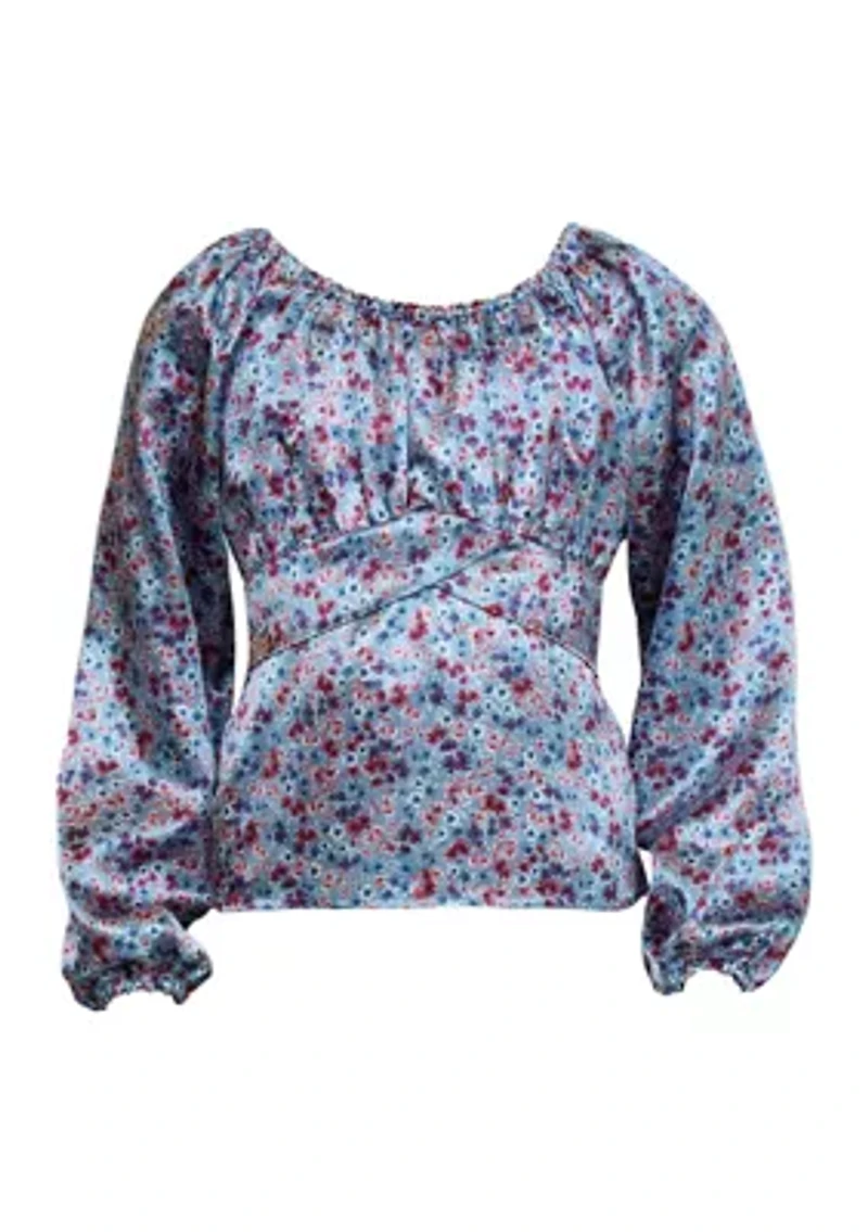 Girls 7-16 Satin Printed Top