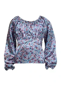 Girls 7-16 Satin Printed Top