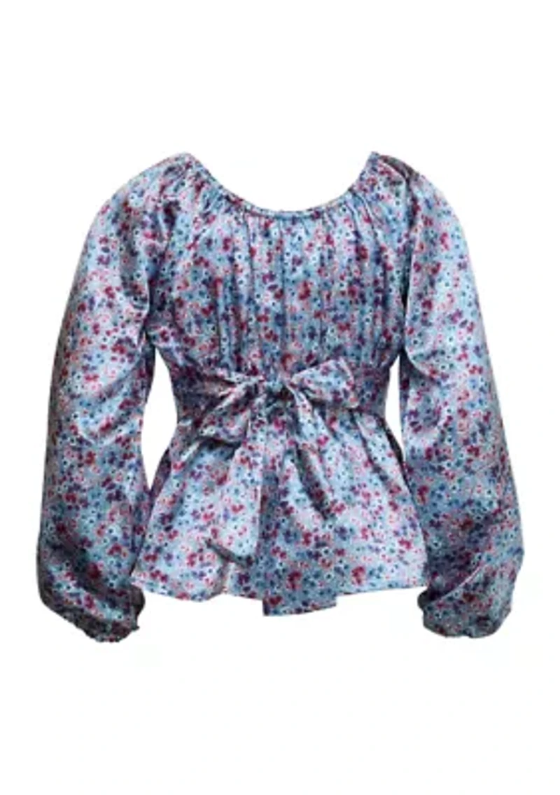 Girls 7-16 Satin Printed Top
