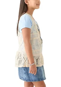 Girls 7-16 2fer Lace Vest to Graphic T-Shirt