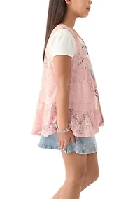 Girls 7-16 2fer Lace Vest to Graphic T-Shirt