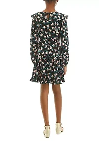 Girls 7-16 Ruffle Shoulder Tiered Floral Printed Dress