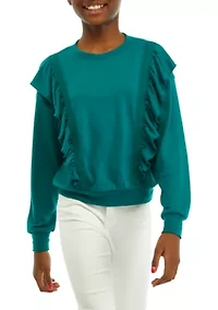 Girls 7-16 Sweatshirt with Ruffles