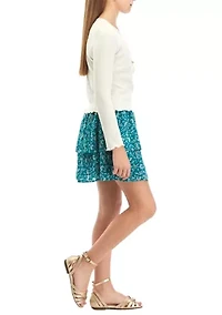 Girls 7-16 Knit Top with Tiered Skirt Set