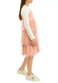 Girls 7-16 Flocked Tulle Dress