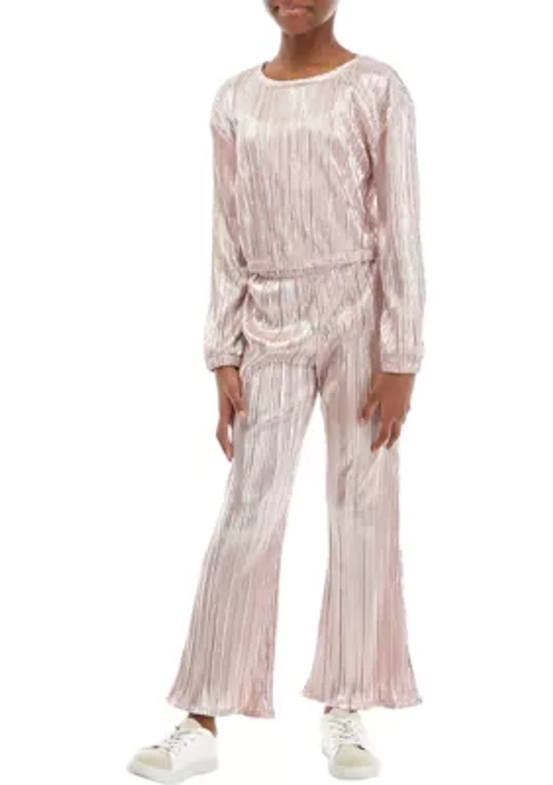 Girls 7-16 Plisse Top and Pants Set