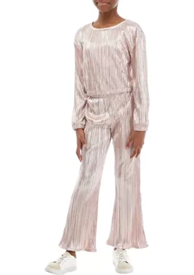 Girls 7-16 Plisse Top and Pants Set