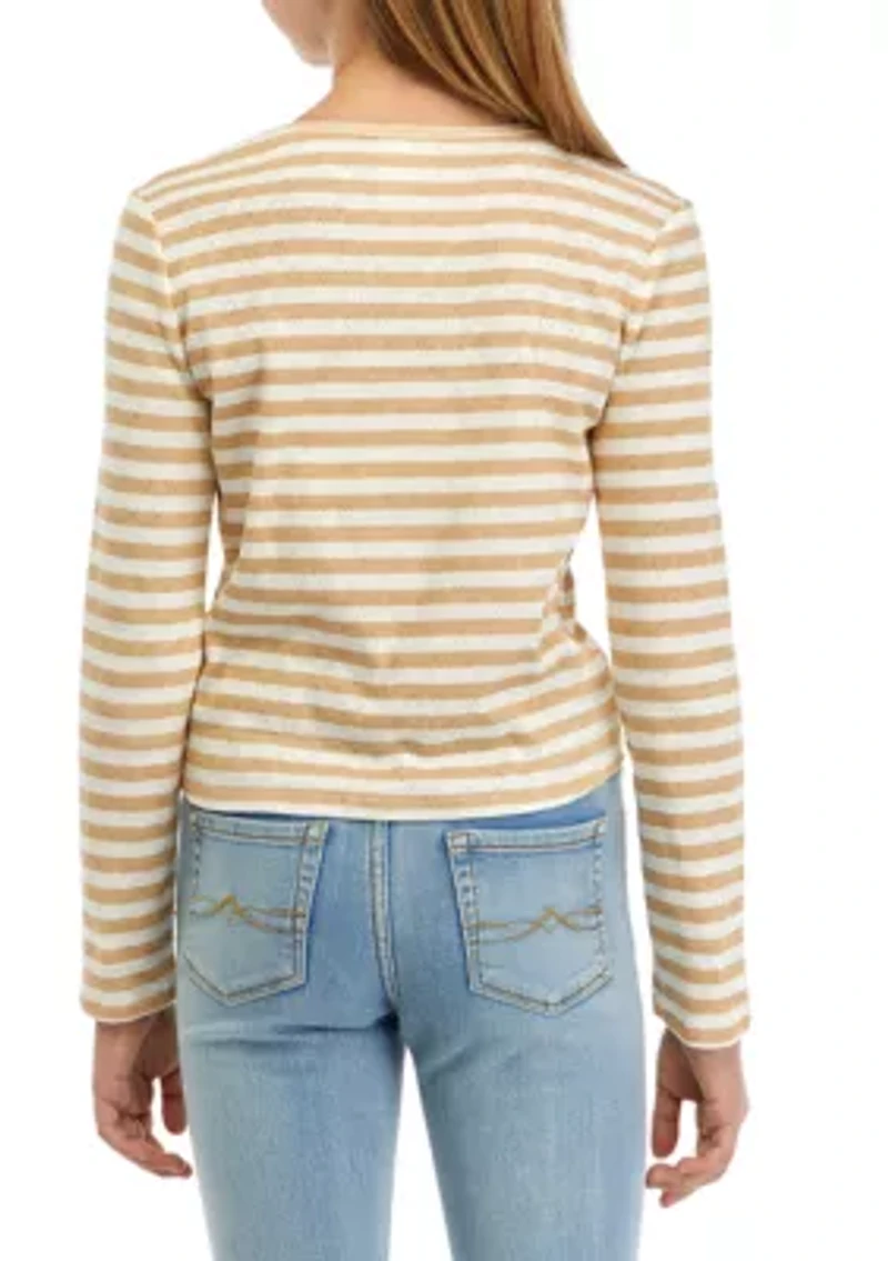 Girls 7-16 Striped Cinched T-Shirt
