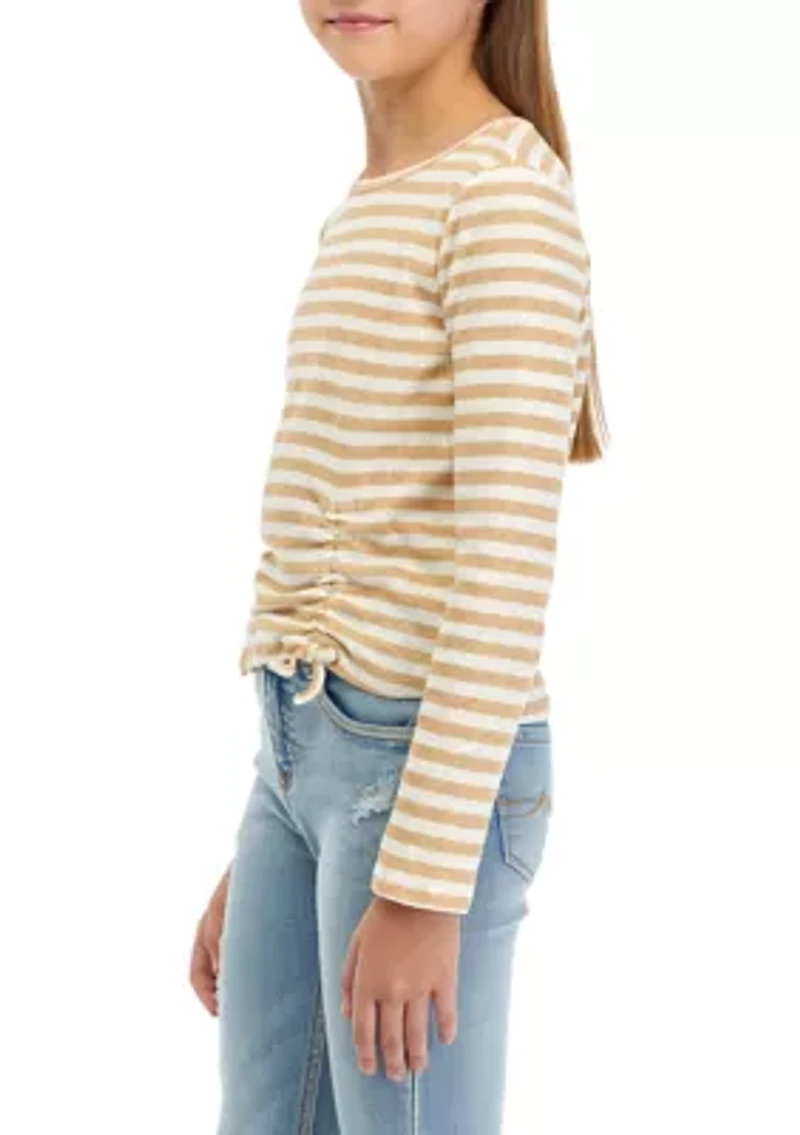 Girls 7-16 Striped Cinched T-Shirt