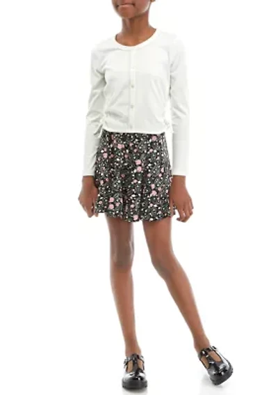 Girls 7-16 Side Tie Top and Skirt Set
