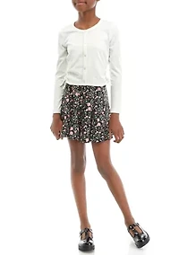 Girls 7-16 Side Tie Top and Skirt Set