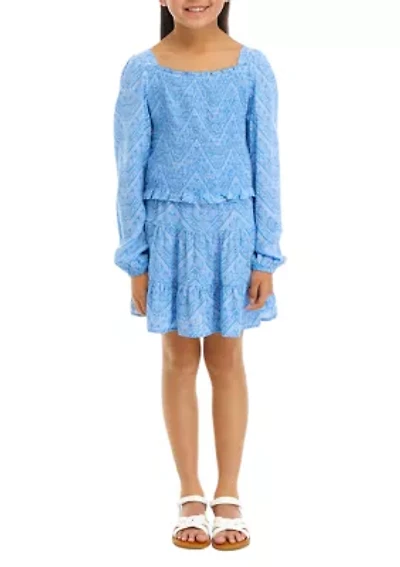 Girls 7-16 Smocked Top and Skirt Set