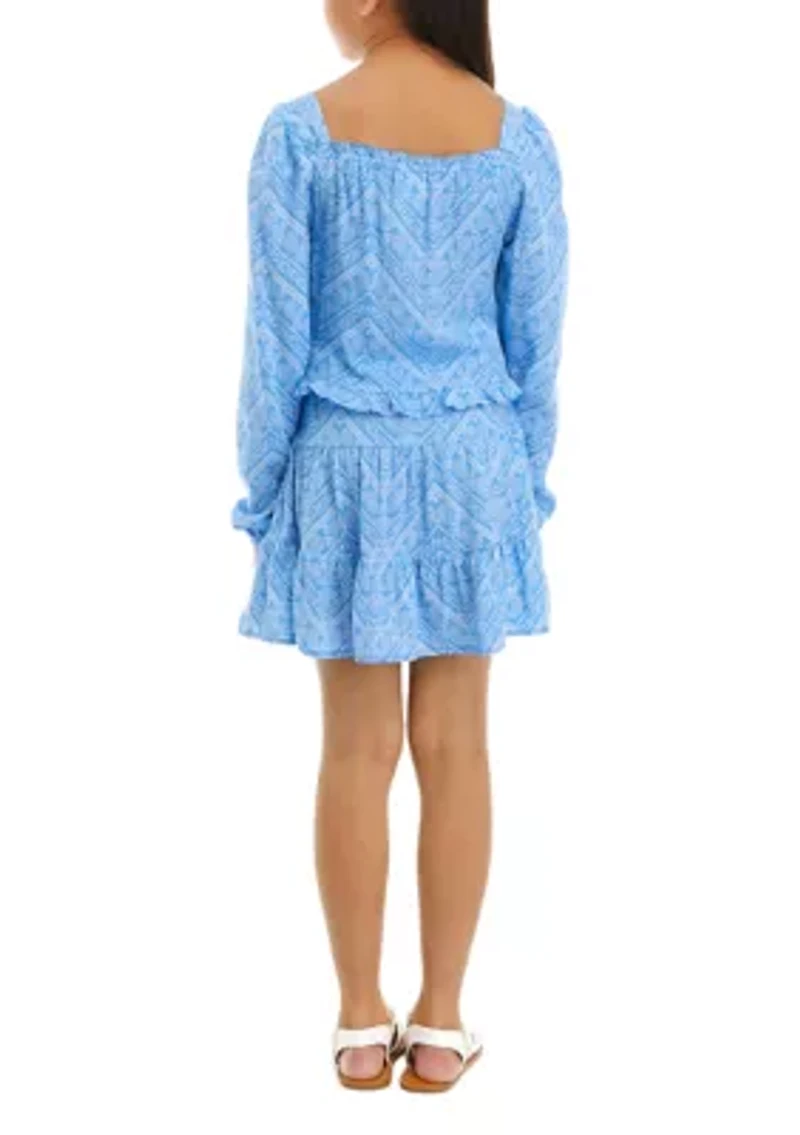 Girls 7-16 Smocked Top and Skirt Set