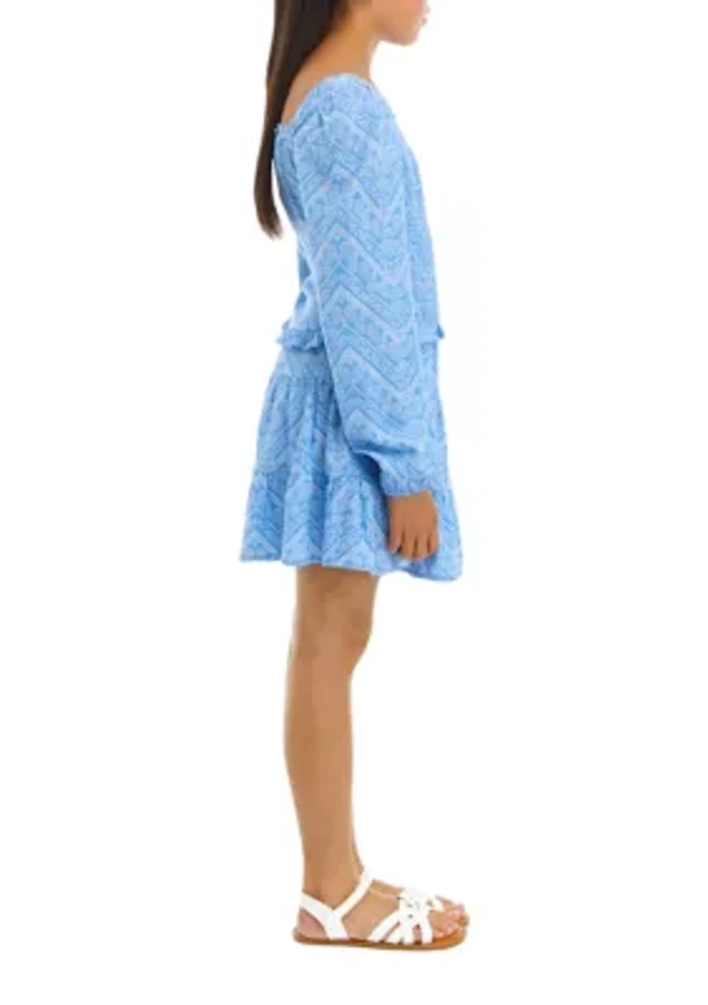 Girls 7-16 Smocked Top and Skirt Set