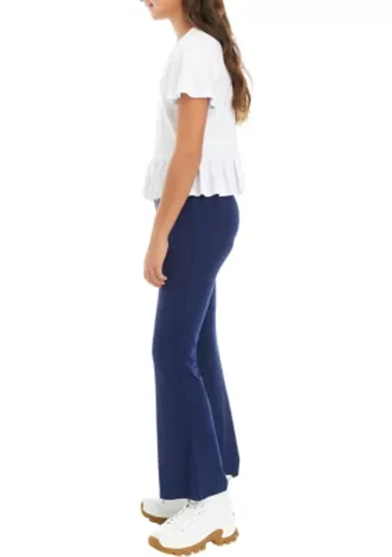Girls 7-16 Crochet Knit Top with Flare Pants