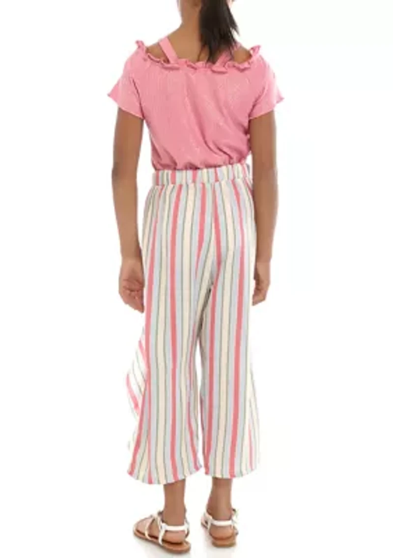 Girls 7-16 Rose Smocked Top Tulip Hem Soft Pants Set