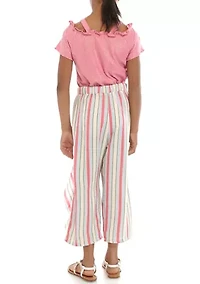 Girls 7-16 Rose Smocked Top Tulip Hem Soft Pants Set