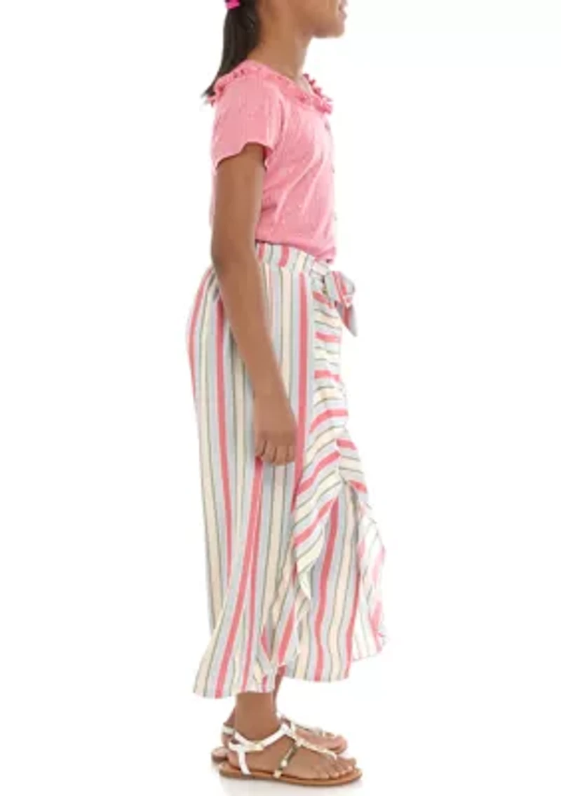 Girls 7-16 Rose Smocked Top Tulip Hem Soft Pants Set