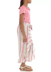 Girls 7-16 Rose Smocked Top Tulip Hem Soft Pants Set