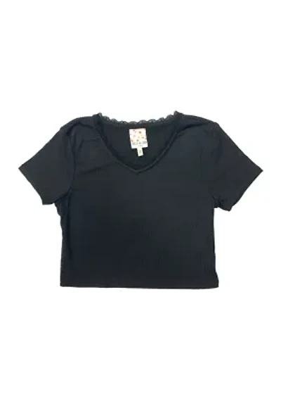 Girls 7-16 Short Sleeve V-Neck Tiny T-Shirt