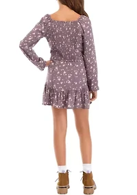 Girls 7-16 Floral Printed Skirt Set