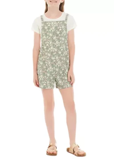 Girls 7-16 Gauze Floral Printed Romper and T-Shirt Set